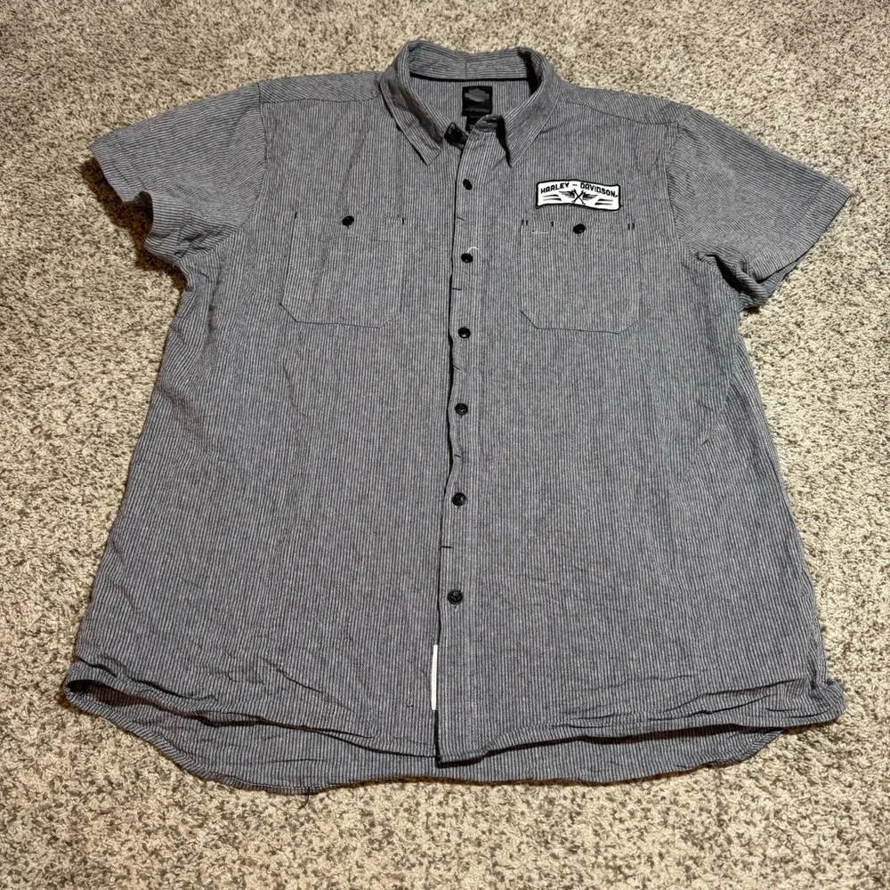 Harley-Davidson Black Label Pinstripe Mechanic Style Shirt- 2XL - Picture 2 of 8